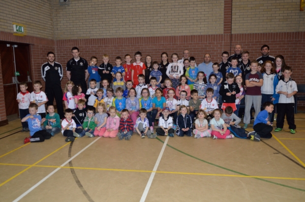 Children and their coaches at Saturday's Gaelic Start session.