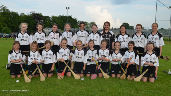 The St. Enda's U12 camogie team which will take part in the 'Caman to Croker' Day in Croke Park next Monday.