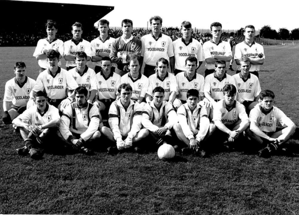 Tony McGinn, (front row, third from left) Gareth McGirr (front row, second from left) and Ciaran McBride (middle row, second from left) in the 1992 All-Ireland final.