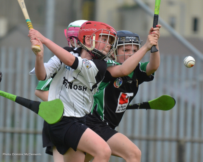 Aine Cunningham shows great determination in Monday's championship semi-final against Eglish.