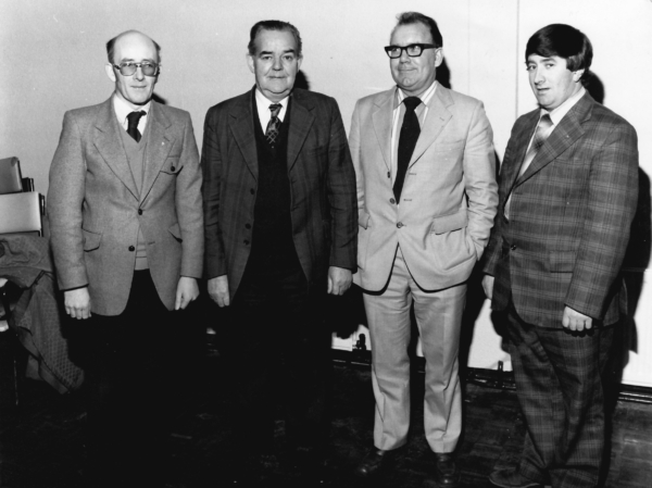 Club officers - Peter Mullin (right) pictured in 1980 when he was appointed Chairman with Michael Brogan (Treasurer) and the late Dan Devenney (Registrar) and Jackie Martin (Secretary)